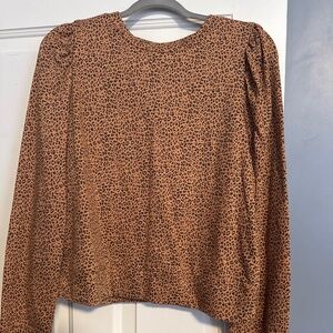 Gap NWT Soft Puff Sleeve Sweatshirt in Brown Animal Print - Size L